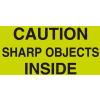 Shipping Labels w/ "Caution Sharp Objects Inside" Print, 5"L x 3"W, Fluorescent Green, Roll of 500
