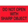 Don't Open w/Sharp Object 3" x 5" - Fluorescent Red / Black