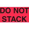 Paper Labels w/ "Do Not Stack" Print, 5"L x 3"W, Fluorescent Red & Black, Roll of 500