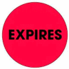 Expires 2" Dia. - Fluorescent Red / Black