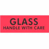 Glass Handle With Care 2" x 3" - Fluorescent Red / Black
