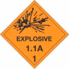 Hazard Class 1 - Explosive 1.1A 4" x 4" - Orange / Black