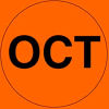 2&quot; Dia. Round Paper Labels w/ &quot;Oct&quot; Print, Fluorescent Orange & Black, Roll of 500