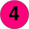 4" Dia. Disc With #4 - Fluorescent Pink / Black