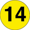 4" Dia. Disc With #14 - Bright Yellow / Black