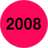 Red Current Calendar Year Label, 4" Dia. - Fluorescent Red / Black