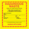 Paper Labels w/ &quot;Hazardous Waste&quot; Print, 6&quot;L x 6&quot;W, Yellow/Red/Black, Roll of 500
