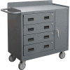 Durham 2211A-LU-95 Mobile Bench Cabinet with 4 Drawers - 41-7/8"W x 18-1/8"D x 38-1/2"H
