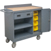 Durham 2212A-BLP-8B-LU-95 Mobile Bench Cabinet 8 Bin & 1 Drawer - 41-7/8"W x 18-1/8"D x 38-1/2"H