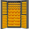 Durham Storage Bin Cabinet DC-BDLP-132-95 - 132 Yellow Hook-on Bins, Deep Door 36"W x 24"D x 72"H