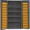 Durham Storage Bin Cabinet DC-DLP-96-4S-95 - 96 Yellow Hook-on Bins, 4 Shelves 36"W x 24"D x 72"H 