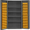 Durham Storage Bin Cabinet DC-DLP-96-4S-95 - 96 Yellow Hook-on Bins, 4 Shelves 36"W x 24"D x 72"H