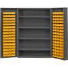 Durham Storage Bin Cabinet DC48-128-4S-95 - 128 Yellow Hook-on Bins, 4 Shelves 48"W x 24"D x 72"H