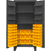 Durham Bin Cabinet HDC36-60-2S6D95 - With 60 Hook-On Bins & Shelves, 36"W x 24"D x 78"H