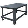 Durham Mfg. Stationary Machine Table W/ Shelf, Steel Square Edge, 72&quot;W x 36&quot;D x 34&quot;H, Gray