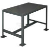 Durham Mfg. Stationary Machine Table W/ Shelf, Steel Square Edge, 36&quot;W x 24&quot;D x 24&quot;H, Gray