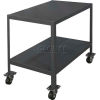 Durham Mfg. Mobile Machine Table W/ Shelf, Steel Square Edge, 36&quot;W x 24&quot;D, Gray