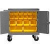 Durham Mfg. Mobile Bench Cabinet, 18 Bins, 36"W x 24"D, Gray