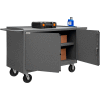 Durham Mfg. Mobile Service Bench Cabinet, Steel Square Edge, 66-1/8"W x 24-1/4"D