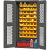 Durham Expanded Metal Door Bin Cabinet EMDC361845B95 - 45 Yellow Bins 36"W x 18"D x 72"H