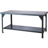 Durham Mfg. Standard Workbench W/ Shelf & Steel Square Edge, 72&quot;W x 36&quot;D, 12000 Lb Capacity, Gray