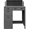 Durham Mfg. Pedestal Shop Desk, 4 Drawers, Shelf, 39"W x 29"D x 55-5/8"H, Gray