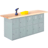 Wall & Island Bench - 8' x 2' - Gray