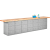 Wall & Island Bench (Horizontal Lockers) - 12' x 2' - Gray