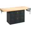 2-Station Workbench W/ 2 Vises - Black