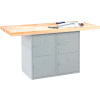 2-Station Workbench W/0 Vises (4 Lockers) - Gray