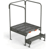 EGA Steel Custom Work Platform, 36" W x 39" D, 2-Step, Gray, 3 Handrails, 500 lb. Cap. - CW2-21-2-3