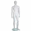 Male Mannequin - Molded Head, Arms by Side, Left Leg Bent - Cameo White