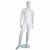 Male Mannequin - Molded Head, Hands by Side, Right Leg Forward - Cameo White