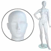 Fem. Mannequin - Abstr. head, Right Hand On Hip, Left Leg Bent - Cameo White