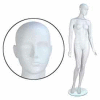 Fem. Mannequin - Abstr. head, Arms by Side, Right Leg Bent - Cameo White