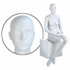 Fem. Mannequin - Abstr. head, Hands on Lap, Seated - Cameo White