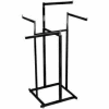 4-Way Hi-Capacity w/ Straight Arms (K80/MAB) Garment Rack - Rectangular Tubing - Matte Black
