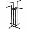 4-Way w/ Straight Arms (K85/MAB) Garment Rack- Rectangular Tubing - Matte Black