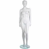 Female Mannequin - Molded Hair, Hands by Side, Left Leg Bent - Cameo White