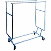 Collapsible Rolling Garment Rack RCS-3 w/ Double Rail Round Tubing - Chrome
