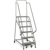 EGA Industrial Rolling Ladder 8-Step 26" Wide Perforated, Gray 450Lb. Capacity - L055