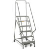 EGA Industrial Rolling Ladder 12-Step 26&quot; Wide Perforated, Gray 450Lb. Capacity - L059