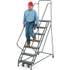 EGA Steel EZY-Climb Ladder w/ Handrails 8-Step, 24" Wide Perforated, Gray, 450 lb. Cap. - R107