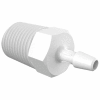 Eldon James 1/4-18 NPT to 5/32" Barbed Adapter, White Polypropylene