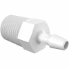 Eldon James 1/4-18 NPT to 3/16" Barbed Adapter, White Polypropylene