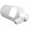 Eldon James 1/4-18 NPT to 3/16" Barbed Elbow, Natural Kynar