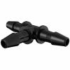 Eldon James 3/32" Barbed Equal Tee, Black Nylon