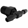 Eldon James 1/8-28 BSP to 5/32" Barbed Tee, Black Nylon