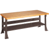 Equipto C-Channel Fixed Height Workbench - Maple Butcher Block Safety Edge 60"W x 30"D x 34"H Gray