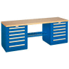 Modular Drawer Bench - 8' -Two Modular Cabinets, Blue